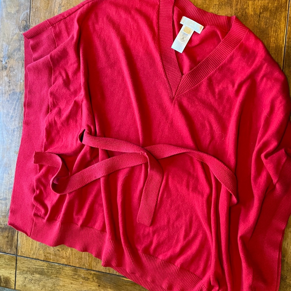 Michael Kors Red Wrap Knit Top L/XL – Long Sleeve Sweater Blouse